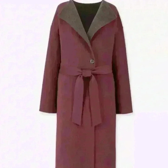 Uniqlo Double Face Collarless Belted Coat Size S - Picture 1 of 4